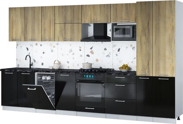 Кухонный гарнитур Интерлиния Мила Gloss 3.6-ПМ4 - фото