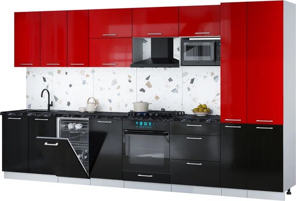 Кухонный гарнитур Интерлиния Мила Gloss 3.6-ПМ4 - фото