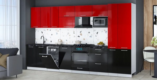 Кухонный гарнитур Интерлиния Мила Gloss 3.6-ПМ4