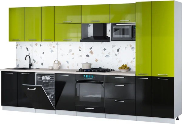 Кухонный гарнитур Интерлиния Мила Gloss 3.6-ПМ4 - фото