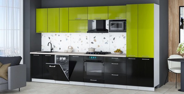 Кухонный гарнитур Интерлиния Мила Gloss 3.6-ПМ4