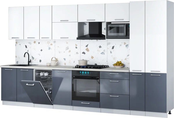Кухонный гарнитур Интерлиния Мила Gloss 3.6-ПМ4 - фото