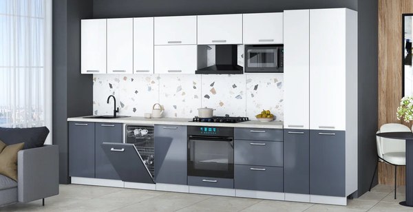 Кухонный гарнитур Интерлиния Мила Gloss 3.6-ПМ4