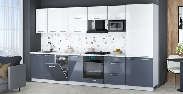 Кухонный гарнитур Интерлиния Мила Gloss 3.6-ПМ4