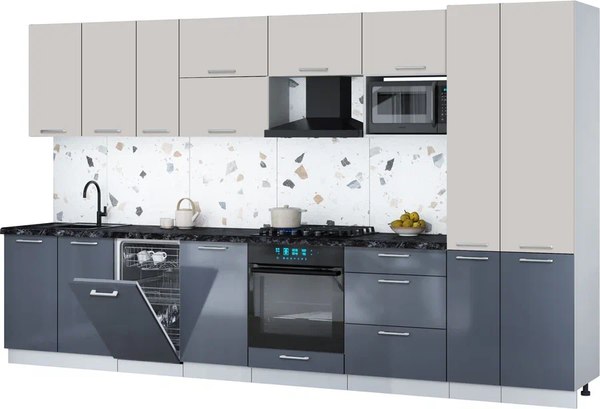 Кухонный гарнитур Интерлиния Мила Gloss 3.6-ПМ4 - фото