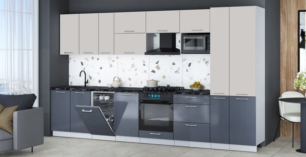 Кухонный гарнитур Интерлиния Мила Gloss 3.6-ПМ4