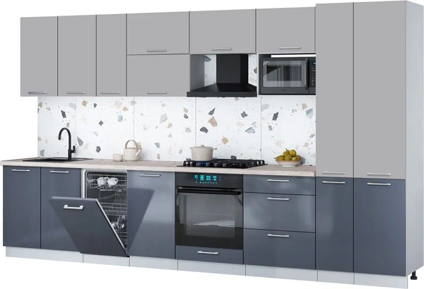 Кухонный гарнитур Интерлиния Мила Gloss 3.6-ПМ4 - фото