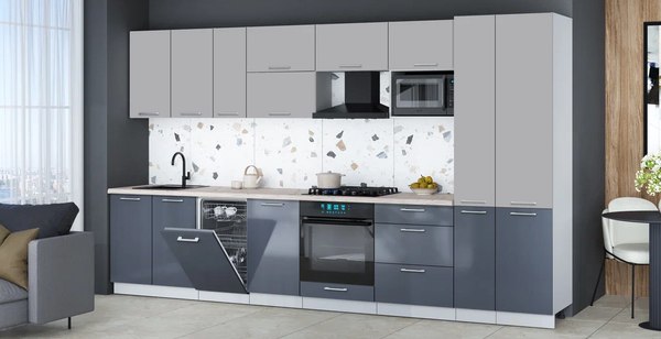 Кухонный гарнитур Интерлиния Мила Gloss 3.6-ПМ4