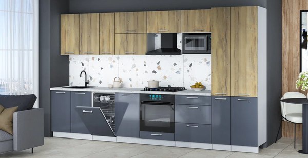 Кухонный гарнитур Интерлиния Мила Gloss 3.6-ПМ4