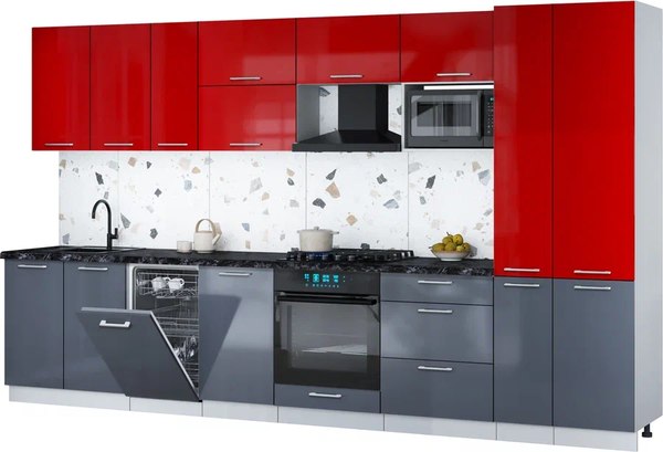 Кухонный гарнитур Интерлиния Мила Gloss 3.6-ПМ4 - фото