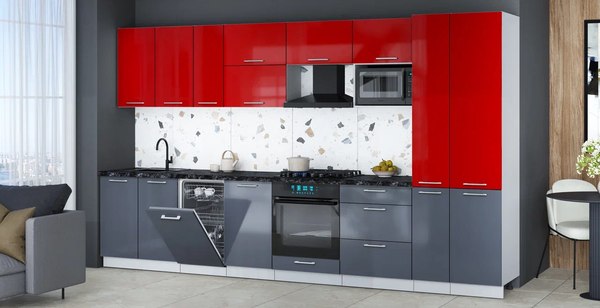 Кухонный гарнитур Интерлиния Мила Gloss 3.6-ПМ4