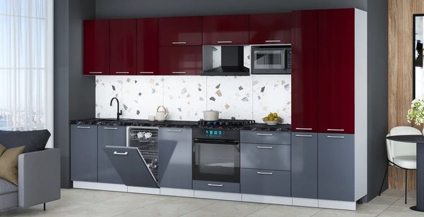 Кухонный гарнитур Интерлиния Мила Gloss 3.6-ПМ4