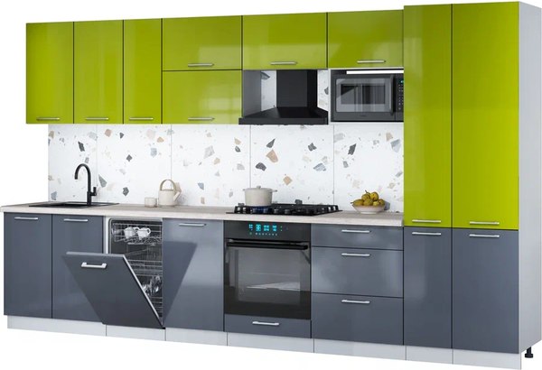 Кухонный гарнитур Интерлиния Мила Gloss 3.6-ПМ4 - фото