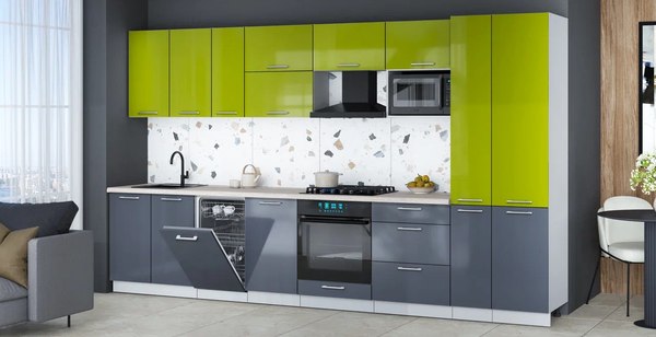 Кухонный гарнитур Интерлиния Мила Gloss 3.6-ПМ4