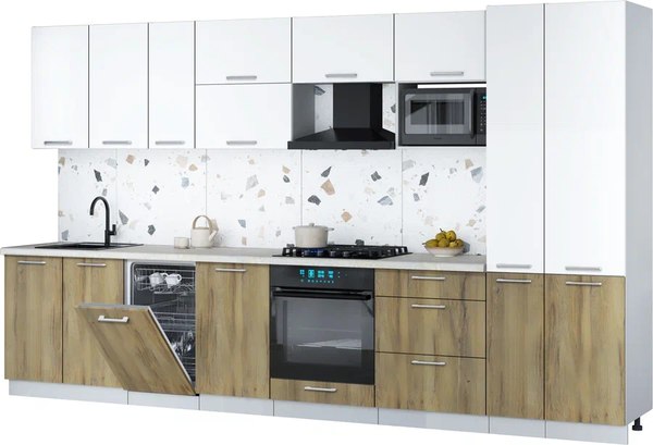 Кухонный гарнитур Интерлиния Мила Gloss 3.6-ПМ4 - фото