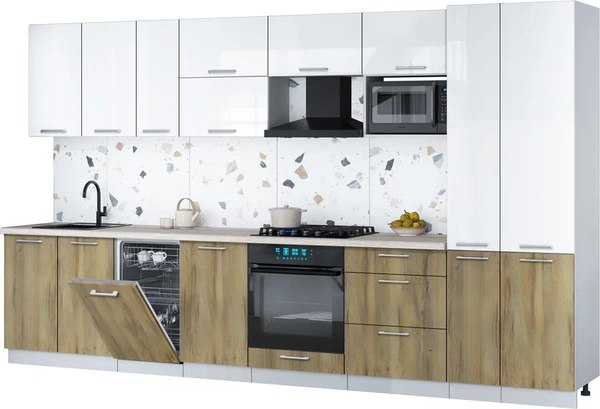 Кухонный гарнитур Интерлиния Мила Gloss 3.6-ПМ4 - фото