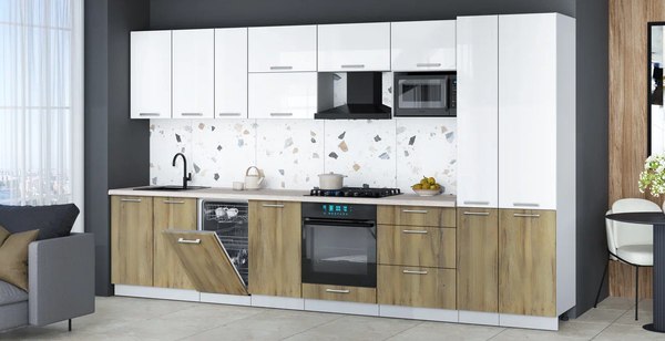 Кухонный гарнитур Интерлиния Мила Gloss 3.6-ПМ4