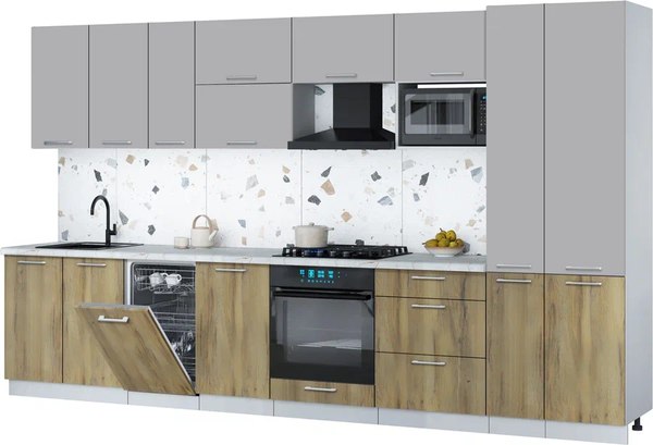 Кухонный гарнитур Интерлиния Мила Gloss 3.6-ПМ4 - фото