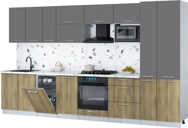 Кухонный гарнитур Интерлиния Мила Gloss 3.6-ПМ4 - фото