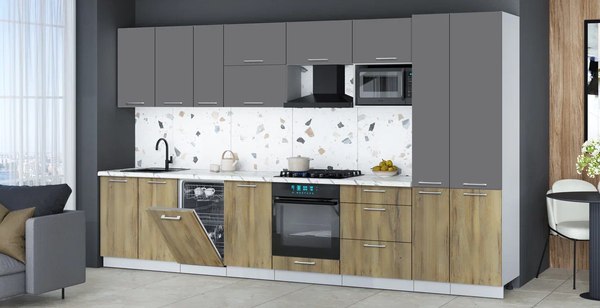 Кухонный гарнитур Интерлиния Мила Gloss 3.6-ПМ4