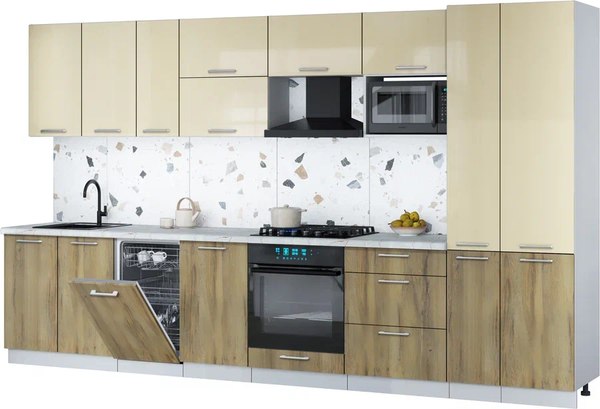 Кухонный гарнитур Интерлиния Мила Gloss 3.6-ПМ4 - фото