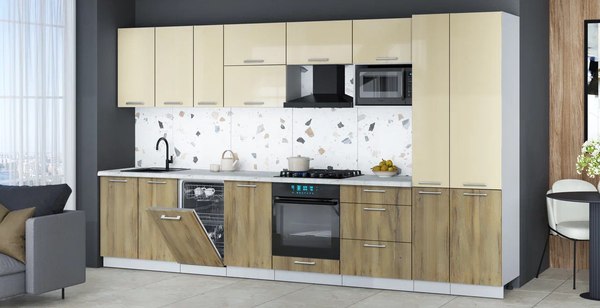 Кухонный гарнитур Интерлиния Мила Gloss 3.6-ПМ4