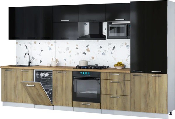 Кухонный гарнитур Интерлиния Мила Gloss 3.6-ПМ4 - фото