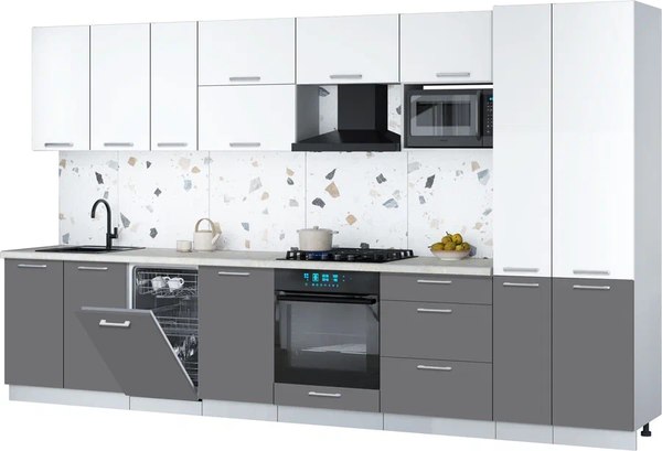 Кухонный гарнитур Интерлиния Мила Gloss 3.6-ПМ4 - фото