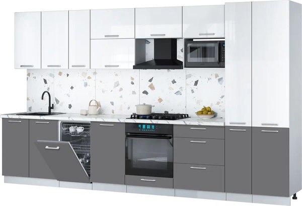 Кухонный гарнитур Интерлиния Мила Gloss 3.6-ПМ4 - фото