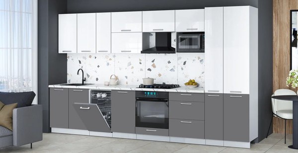 Кухонный гарнитур Интерлиния Мила Gloss 3.6-ПМ4