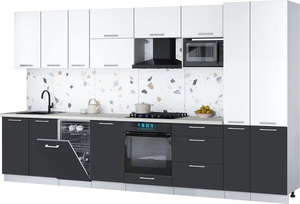 Кухонный гарнитур Интерлиния Мила Gloss 3.6-ПМ4 - фото