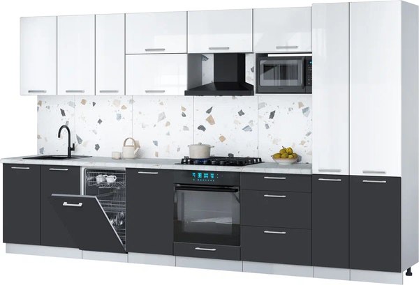 Кухонный гарнитур Интерлиния Мила Gloss 3.6-ПМ4 - фото