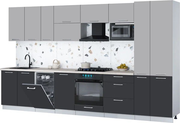 Кухонный гарнитур Интерлиния Мила Gloss 3.6-ПМ4 - фото