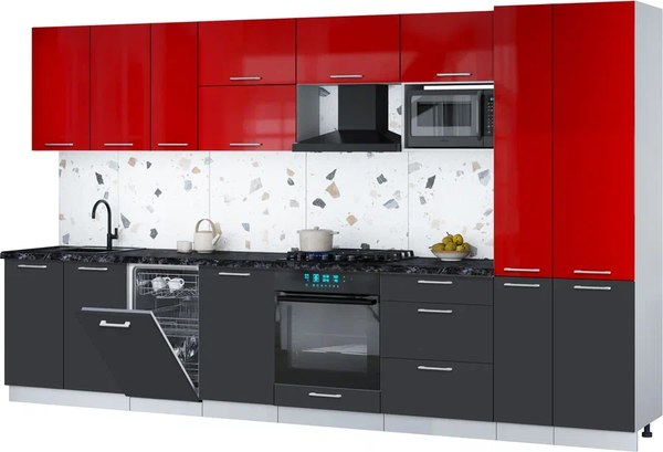 Кухонный гарнитур Интерлиния Мила Gloss 3.6-ПМ4 - фото