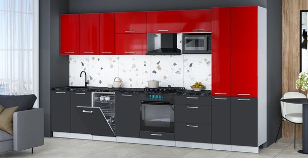 Кухонный гарнитур Интерлиния Мила Gloss 3.6-ПМ4