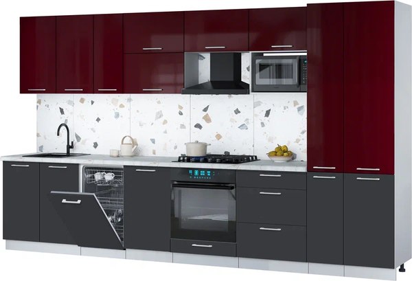 Кухонный гарнитур Интерлиния Мила Gloss 3.6-ПМ4 - фото