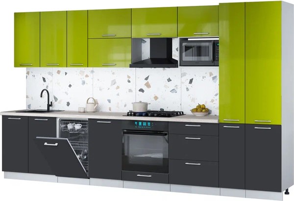 Кухонный гарнитур Интерлиния Мила Gloss 3.6-ПМ4 - фото