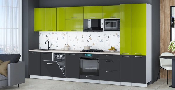 Кухонный гарнитур Интерлиния Мила Gloss 3.6-ПМ4