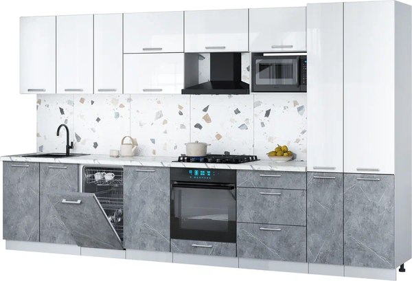 Кухонный гарнитур Интерлиния Мила Gloss 3.6-ПМ4 - фото