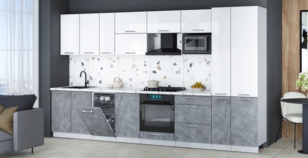 Кухонный гарнитур Интерлиния Мила Gloss 3.6-ПМ4