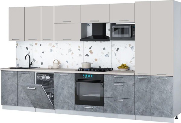 Кухонный гарнитур Интерлиния Мила Gloss 3.6-ПМ4 - фото