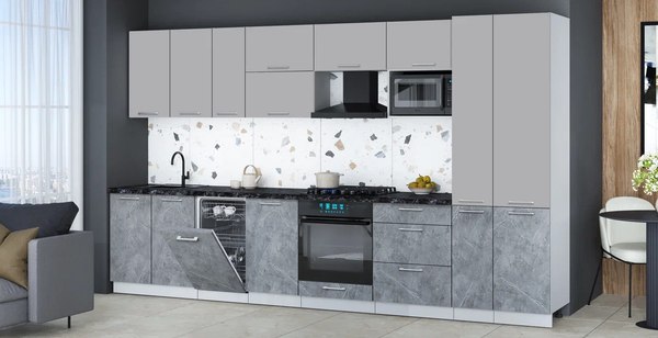 Кухонный гарнитур Интерлиния Мила Gloss 3.6-ПМ4