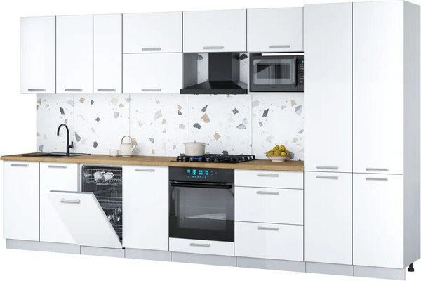 Кухонный гарнитур Интерлиния Мила Gloss 3.7-ПМ4 - фото