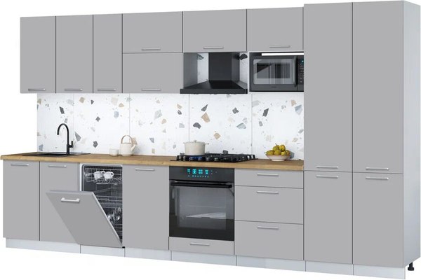 Кухонный гарнитур Интерлиния Мила Gloss 3.7-ПМ4 - фото