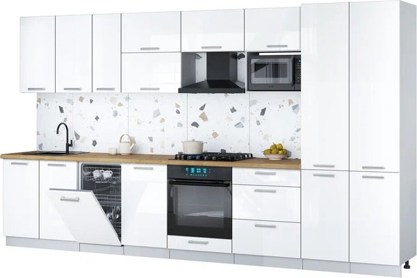 Кухонный гарнитур Интерлиния Мила Gloss 3.7-ПМ4 - фото