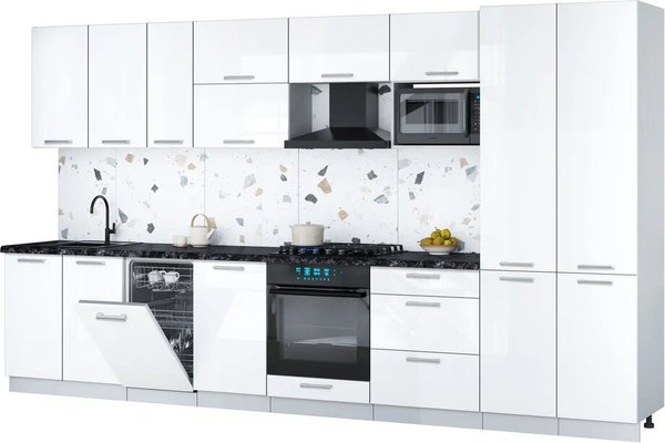 Кухонный гарнитур Интерлиния Мила Gloss 3.7-ПМ4 - фото