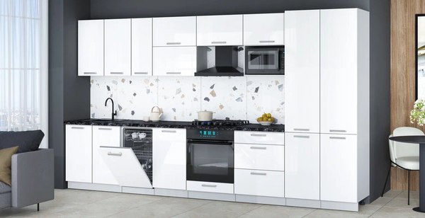 Кухонный гарнитур Интерлиния Мила Gloss 3.7-ПМ4