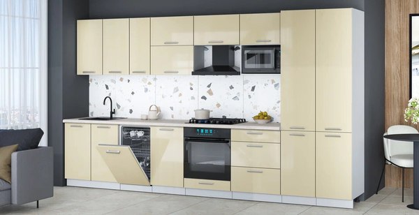 Кухонный гарнитур Интерлиния Мила Gloss 3.7-ПМ4