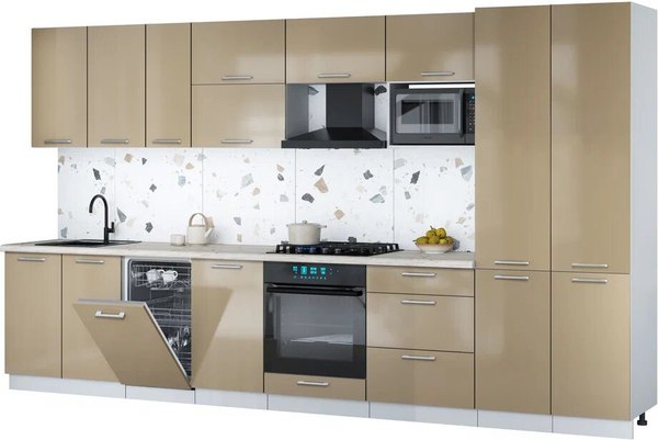 Кухонный гарнитур Интерлиния Мила Gloss 3.7-ПМ4 - фото