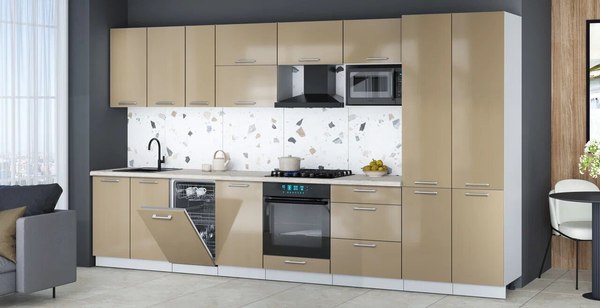 Кухонный гарнитур Интерлиния Мила Gloss 3.7-ПМ4